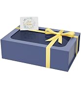 PSHVYM Large Gift Box with Window, 13.5x9x4.3 In Blue Gift Box for Presents Magnetic Lids Collaps...