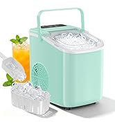 KMFurnila Countertop Ice Maker, Portable Ice Machine with Carry Handle Basket and Scoop, 9 Bullet...