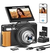 5K Digital Camera,80MP HD Digital Camera for Photography with 3" 180° Flip Screen,12X Optical Zoo...