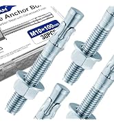 Usdrwam 30Pcs 3/8" × 4" Concrete Anchor Bolts, Zinc Plated Carbon Steel Wedge Anchors for Cement,...