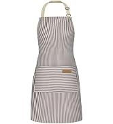 NLUS 1 Pack Kitchen Cooking Aprons, Adjustable Bib Soft Chef Apron with 2 Pockets for Women Men (...
