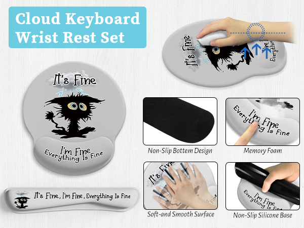 Keyboard Mat Ergonomic Mouse Pad With Wrist Rest Set