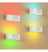 Motion Sensor Wall Light, 5000mAh Rechargeable Battery Operated Wall Sconces with Remote, 15 RGB ...