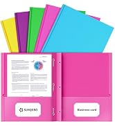 2-Pocket Folders with Prongs, 5 Pack Aesthetic Color, 3 Prong File Folders | Heavy Duty Paper Two...
