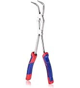 GOLD DEER 13Inch Long Reach 90 Degree Bent Nose Pliers Dual Pivot Plier Double Joint Bent Long No...