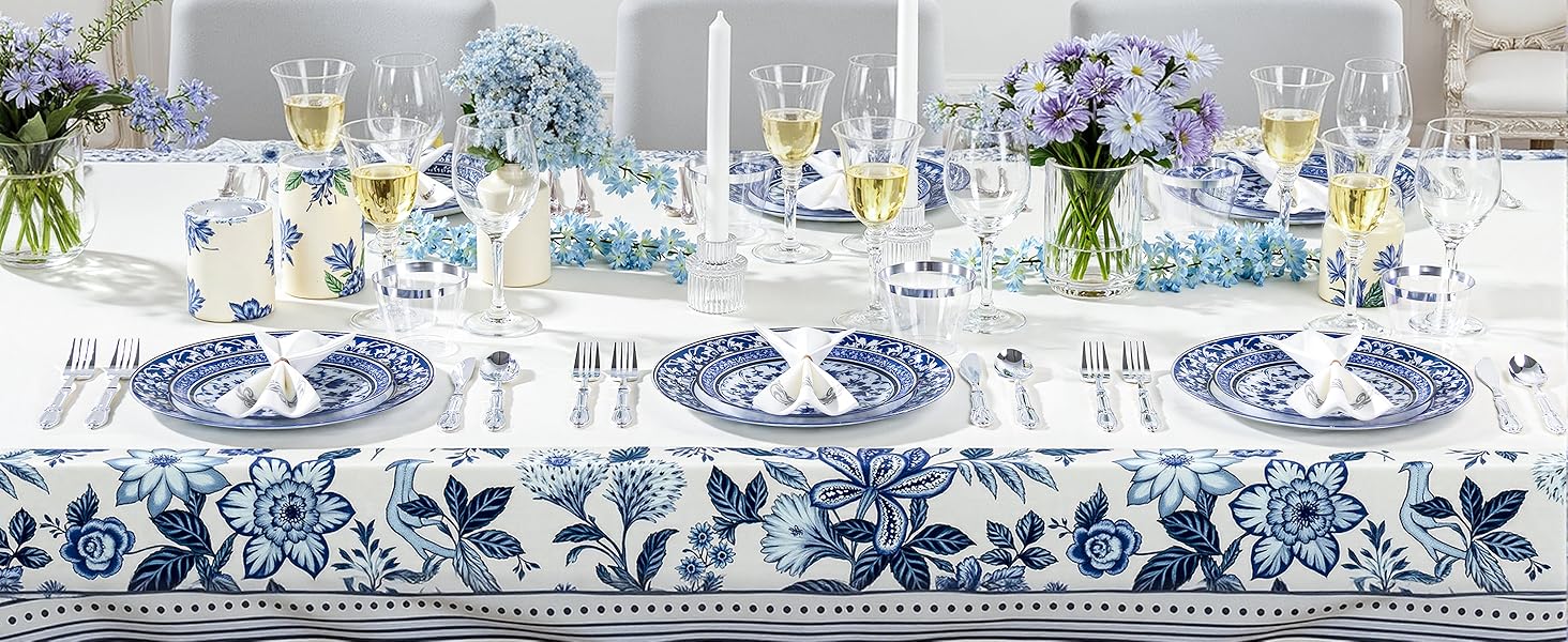 Blue and White Plastic Plates