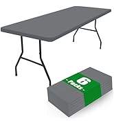 Moosfor Spandex 6 Foot Rectangle Table Cloth 6 Pack, Elastic Fitted Tablecloths for Picnic, Stret...