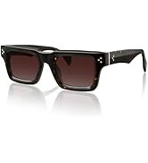 gesruny Men’s Contemporary Acetate Sunglasses – Chunky Rounded-Square Frame with Wire-Core Temple...