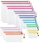 JARLINK 18 Pack 8 Sizes Mesh Pouch, 9 Colors, Waterproof Zipper File Bags Document Multipurpose T...