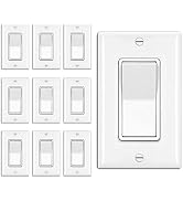 BESTTEN 10 Pack 3-Way Decorator Wall Light Switch with Wallplate, 15A 120V/277V, Single Pole or T...