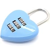 1Pc Blue Cute Mini Combination Lock 3 Digit, Love Heart Shape Password Code Locker Padlock for In...