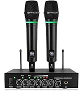 LiNKFOR UHF Handheld Rechargeable Microphone System, All Metal Dual Cordless MIC with Bluetooth, ...