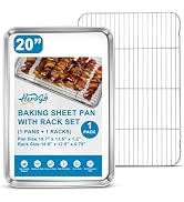 Herogo Large Baking Sheet with Wire Rack Set(1 Pans + 1 Racks), 20 x 14 x 1 Inch Stainless Steel ...