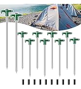 TEOYNGU 10PCS Tent Stakes Heavy Duty Camping Tent Stakes 7Inch Non-Rust Metal Tent Pegs with 10pc...