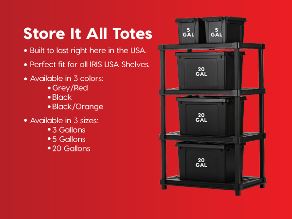 IRIS USA trailboxes trail adventure plastic rack shelf shelves totes for storage bins with lids box