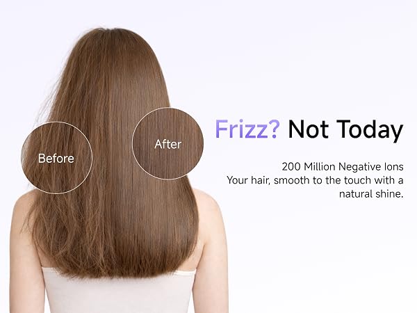 200 Million Negative Ions. Your hair, smooth to the touch with a natural shine.
