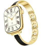 Newlibery Gold Slim Watch Bands for Women Compatible with Apple Watch 38mm 40mm 41mm 42mm (S10/11...