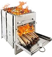 DZRZVD Camping Wood Stove with Grill,Collapsible Backpacking Burner,Small Stainless Steel Firebox...