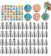 Hendiy Piping Tips Set, Stainless Steel Frosting Piping Kit with 48 Cake Decorating Tip, Small Fr...