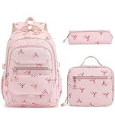 Phaoullzon Teen Girls School Backpack with Lunch Box for Boys, College Aesthetic Laptop Bookbag f...
