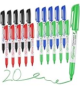 Cgerma Permanent Markers Bulk Fine Point, 20 Count Assorted Colors Fine Tip Permanent Markers Set...