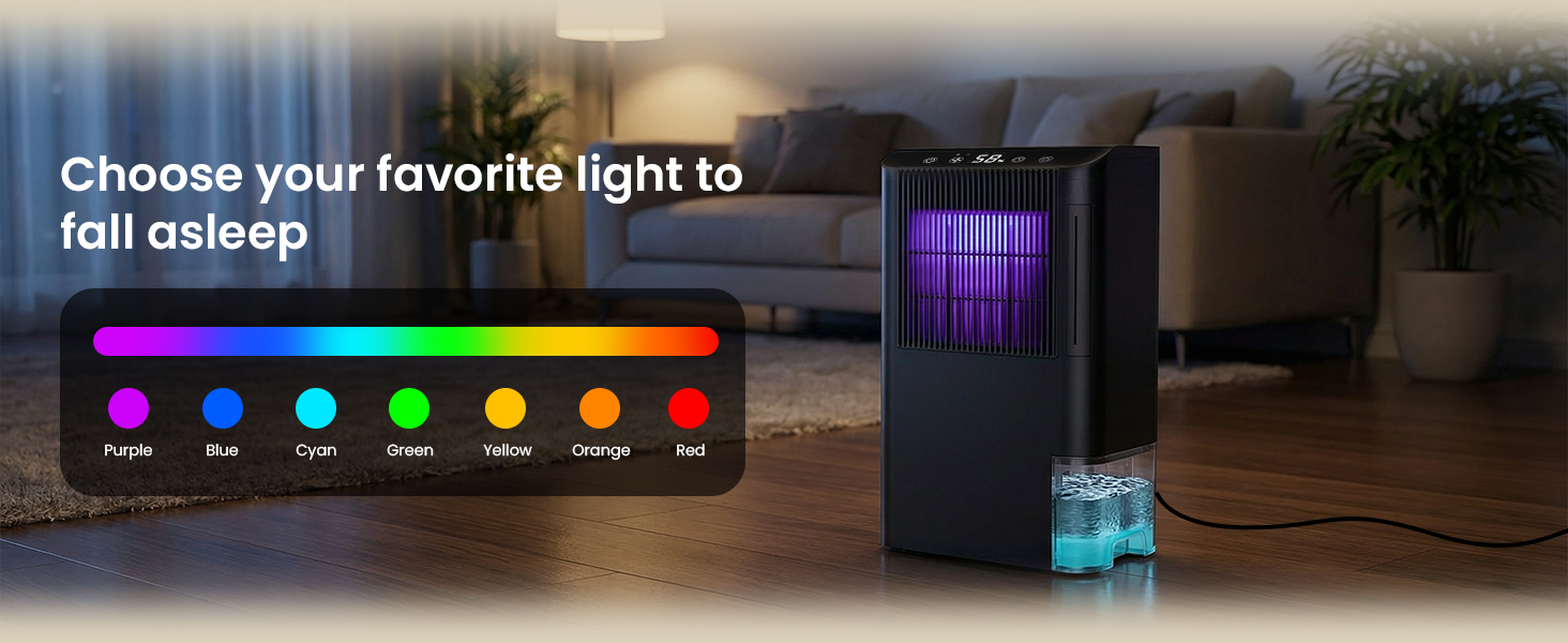 dehumidifier for bedroom 7 color light