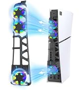 Applicable to PS5 Pro/Slim, Automatic Temperature-Controlled Cooling Fan with RGB Lighting,Effici...
