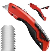 TIFICAL Box Cutter Retractable - 1 Pack Box Cutter with 10 SK5 Blades - Quick Change Blade Utilit...