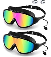 WIN.MAX Swimming Goggles 2 Pack Anti Fog Anti UV Clear View for Men Women Boys Girls,Swim Goggles...