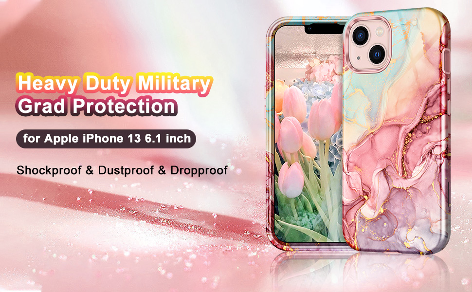 Rose Gold Marble Case for iPhone 13