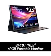 Slim portable monitor display showing colorful interface against white background.