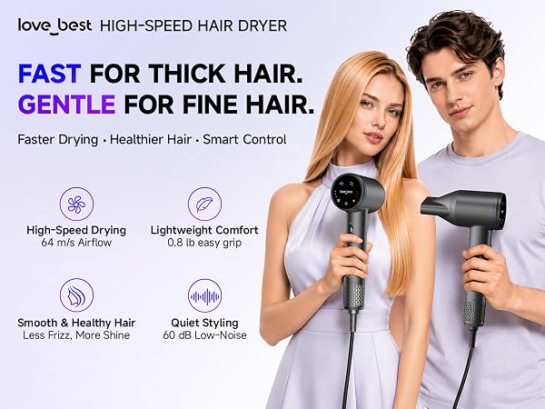 love best smart ionic hair dryer for faster drying and smoother hair