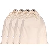 HB 4-Pack Cotton Large Drawstring Pouches 19" x 24" Muslin Grocery Home Storage Luggage Organizer...