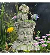 kathson Aquarium Buddha Head Statue Decor Betta Resin Hideout Cave Fish Tank Accessories Sleep Re...