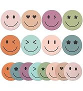 JarThenaAMCS 24 Packs Smile Face Sticky Notes Boho Happy Face Memo Pads Colorful Reminder Notes f...