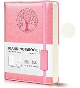 Blank Journal Notebook for Women Men, Pink A5 Unlined Journal for Writing Sketchbook, Hardcover L...