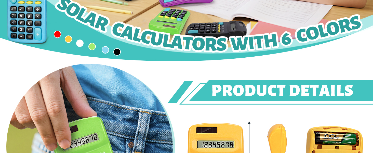 24 Pieces Pocket Size Calculators(Multicolor)