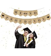 iPartycool 16pcs Burlap We are So Proud of You Banner, Rustic Vintage Graduation Banner-No DIY, C...