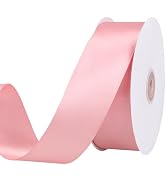 Pink Ribbon 1-1/2 inch 60 Yards Double Faced Pink Satin Ribbon for Flower Bouquet Hair Bows Gift ...