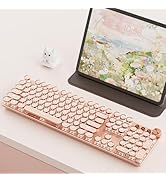 SEUNKWANG EWEADN V20 Typewriter Keyboard Wireless, 104 Keys Mechanical with White Backlit, Media ...
