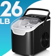 Countertop Ice Maker Machine, 8 Ice Cubes in 6 mins, 26lb/Day Ice with 2 Sizes- Portable Mini, En...