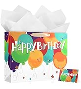 JMANNI Large Happy Birthday Gift Bag with Tissue Papers and Greeting Card,Portable Paper Gift Bag...