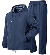 UIQUR Mens Rain Suit Waterproof Rain Jacket with Rain Pants 2 Pieces Lightweight Packable Raincoa...