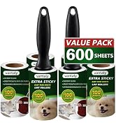 Vantaly Extra Sticky Lint Roller Refills, 8 Pack with 600 Sheets Total, Pet Hair Remover for Clot...