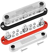 DaierTek 300A Copper Bus Bar 12V,Power Distribution Block with Cover 3 x 3/8” M10 Studs&10 x M5 T...
