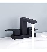 KES Black Bathroom Faucet 4-Inch Centerset, Modern Bathroom Sink Faucet with Supply Lines, SUS304...