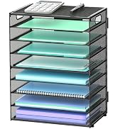 9-Tier Paper Organizer Letter Tray with Handle, Mesh File Organizer Paper Sorter Holder, Desk Org...