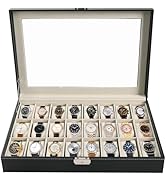 AMGSH Watch Box 24 Slot Elegant Portable Black Watch Collection Box Case jewelry Men & Women