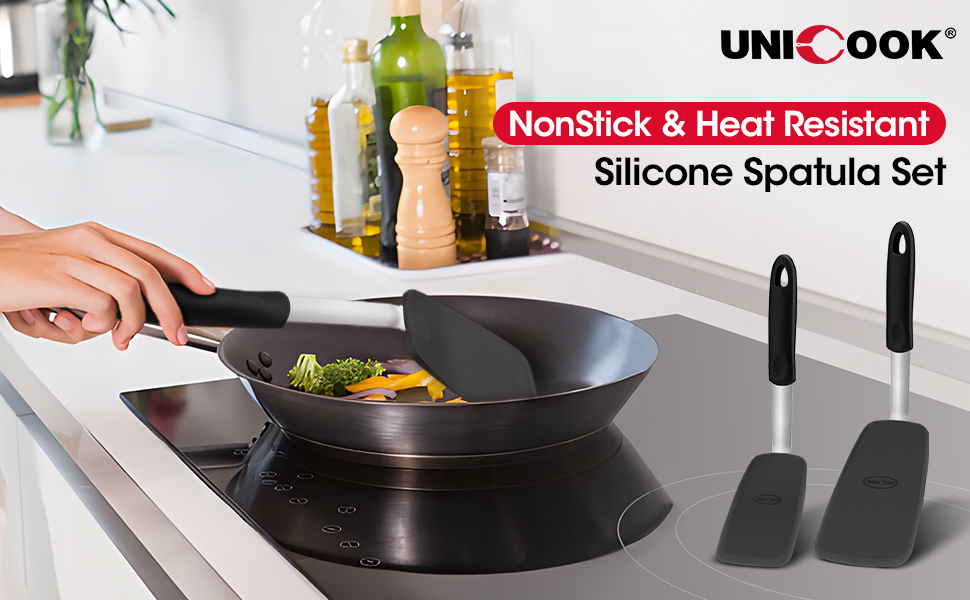 Unicook silicone spatula is ideal for flipping eggs, burgers, crepes, omelets and more.
