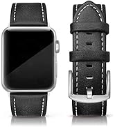 EDIMENS Leather Bands Compatible with Apple Watch 42mm 44mm 45mm Band Men Women, Vintage Genuine ...